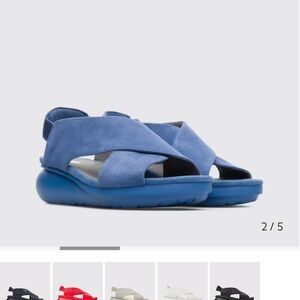 Camper Blue Suede Cross-Strap Sandals